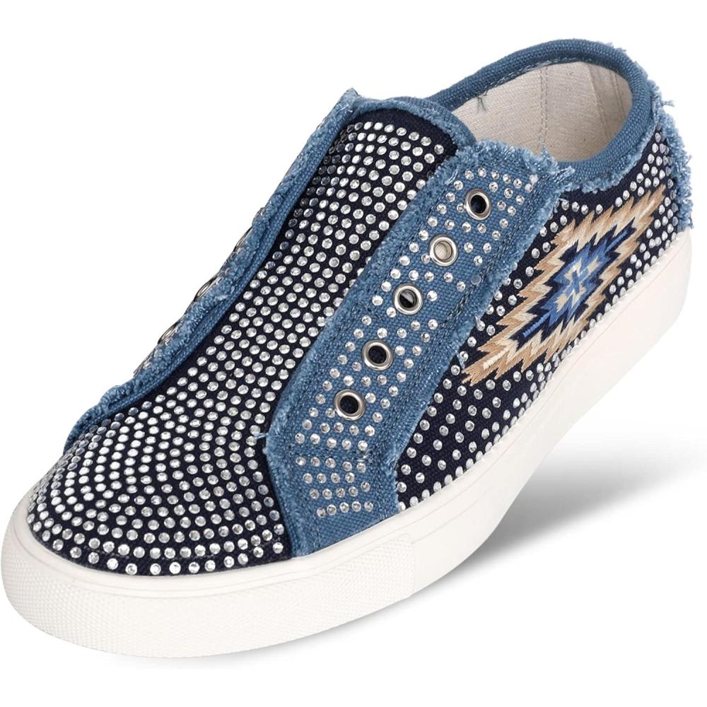 imageMontana West Slipon Shoes for Women Casual Sneakers Fashion Western Bling Walking Shoes Womens LowTop Canvas Loafers 900S018NY8