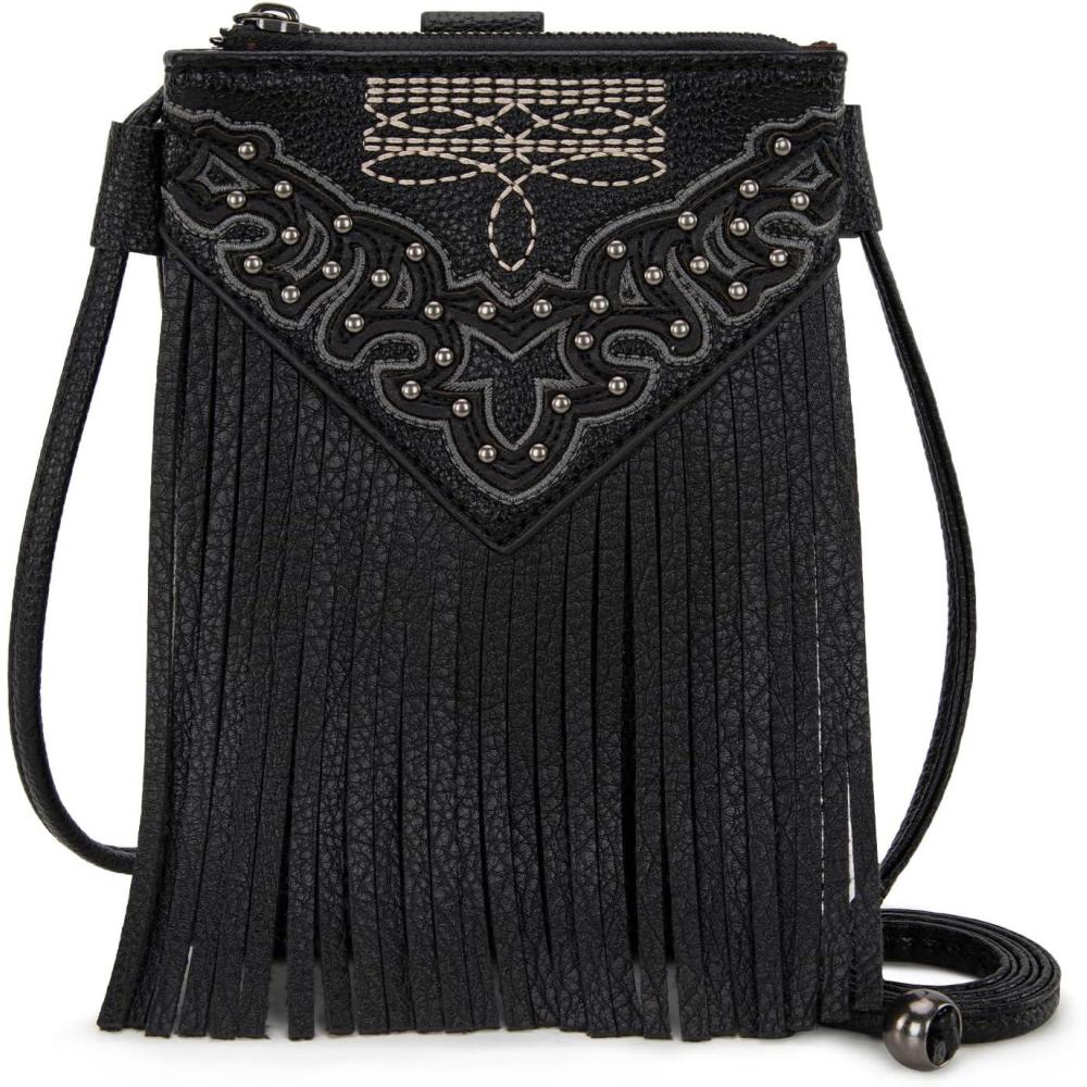 imageMontana West Small Crossbody Bags for Women Western Cell Phone PurseFringe Black