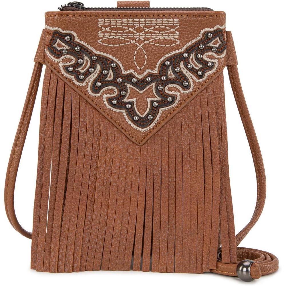 imageMontana West Small Crossbody Bags for Women Western Cell Phone PurseFringe Brown