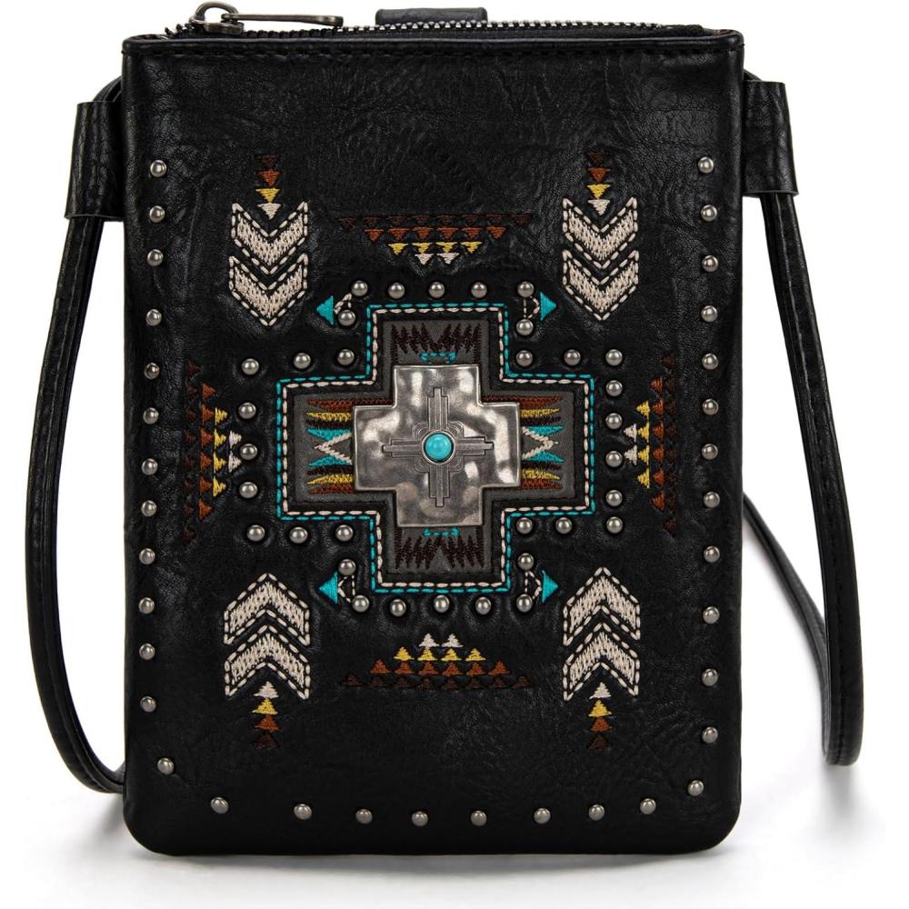 imageMontana West Small Crossbody Bags for Women Western Cell Phone PurseSpiritual Black