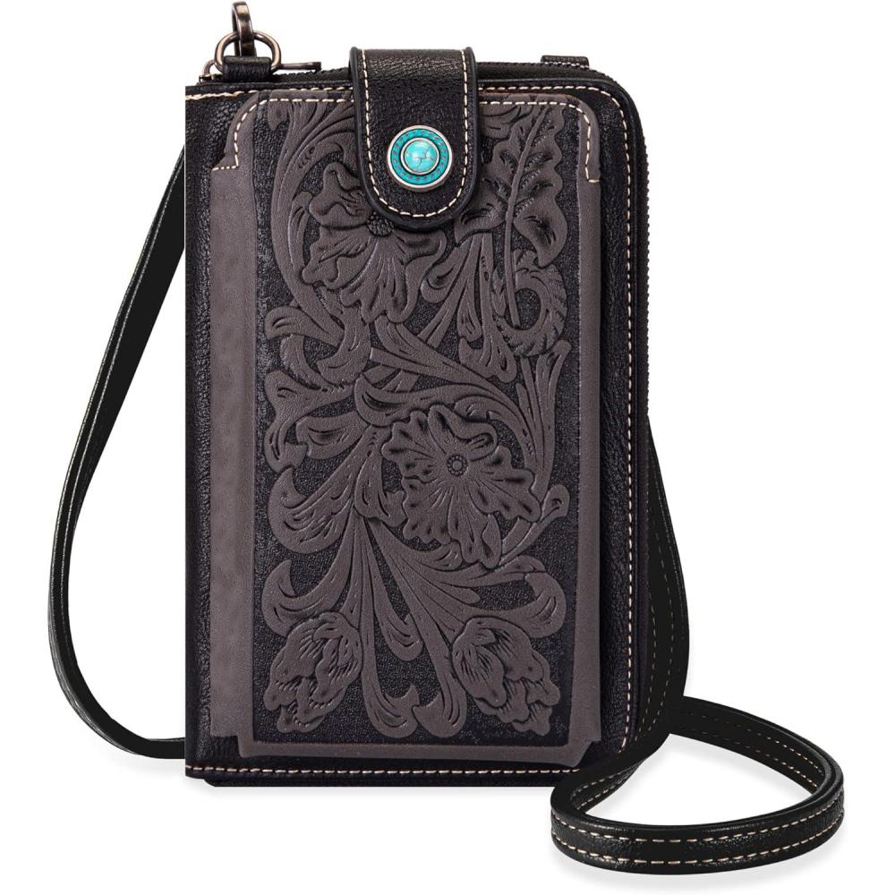 imageMontana West Small Crossbody Bags for Women Western Handbag with Cash SlotsEmbossing Black