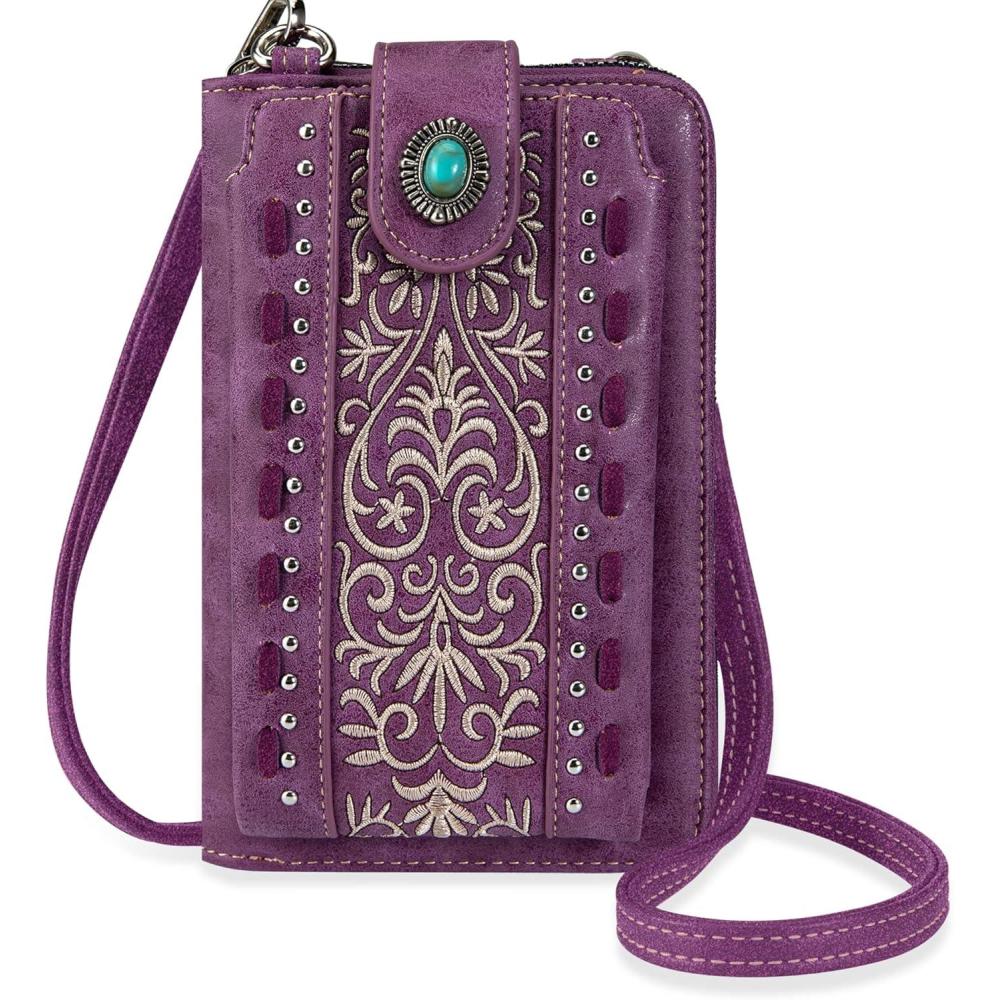 imageMontana West Small Crossbody Bags for Women Western Handbag with Cash SlotsEmbroidered Purple 109