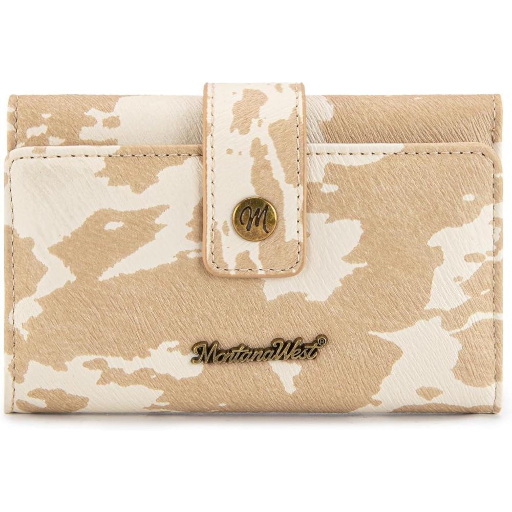 imageMontana West Small Womens Wallet Black Cow Print Card Wallets for Women Trifold Travel Wallet Ladies Female Wallets RFID Blocking Western Card Cash Wallett with ID WindowCow PrintKhaki