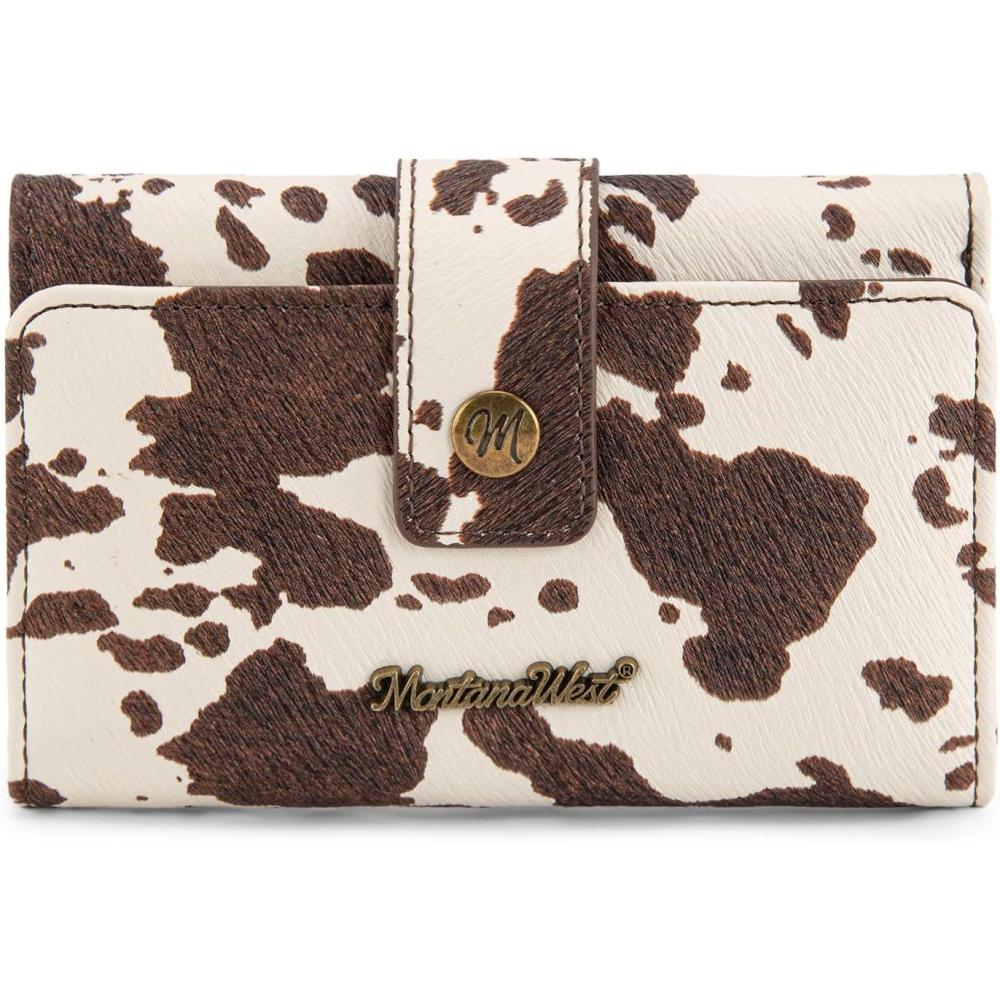 imageMontana West Small Womens Wallet Black Cow Print Card Wallets for Women Trifold Travel Wallet Ladies Female Wallets RFID Blocking Western Card Cash Wallett with ID WindowCow PrintCoffee