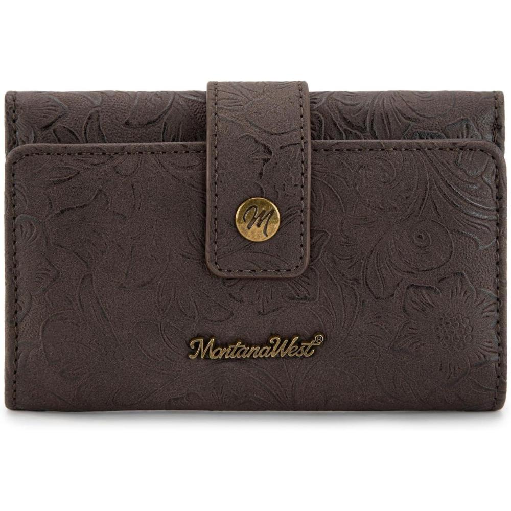 imageMontana West Small Womens Wallet Black Cow Print Card Wallets for Women Trifold Travel Wallet Ladies Female Wallets RFID Blocking Western Card Cash Wallett with ID WindowCoffee