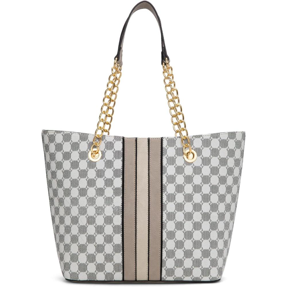 imageMontana West Tote Bag for Women Chain Tophandle HandbagsBeigeGrey