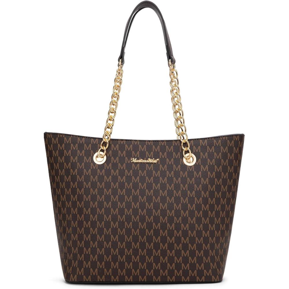 imageMontana West Tote Bag for Women Chain Tophandle HandbagsBrown