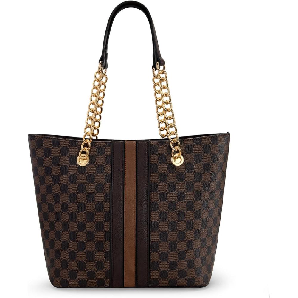 imageMontana West Tote Bag for Women Chain Tophandle HandbagsCoffeeBrown
