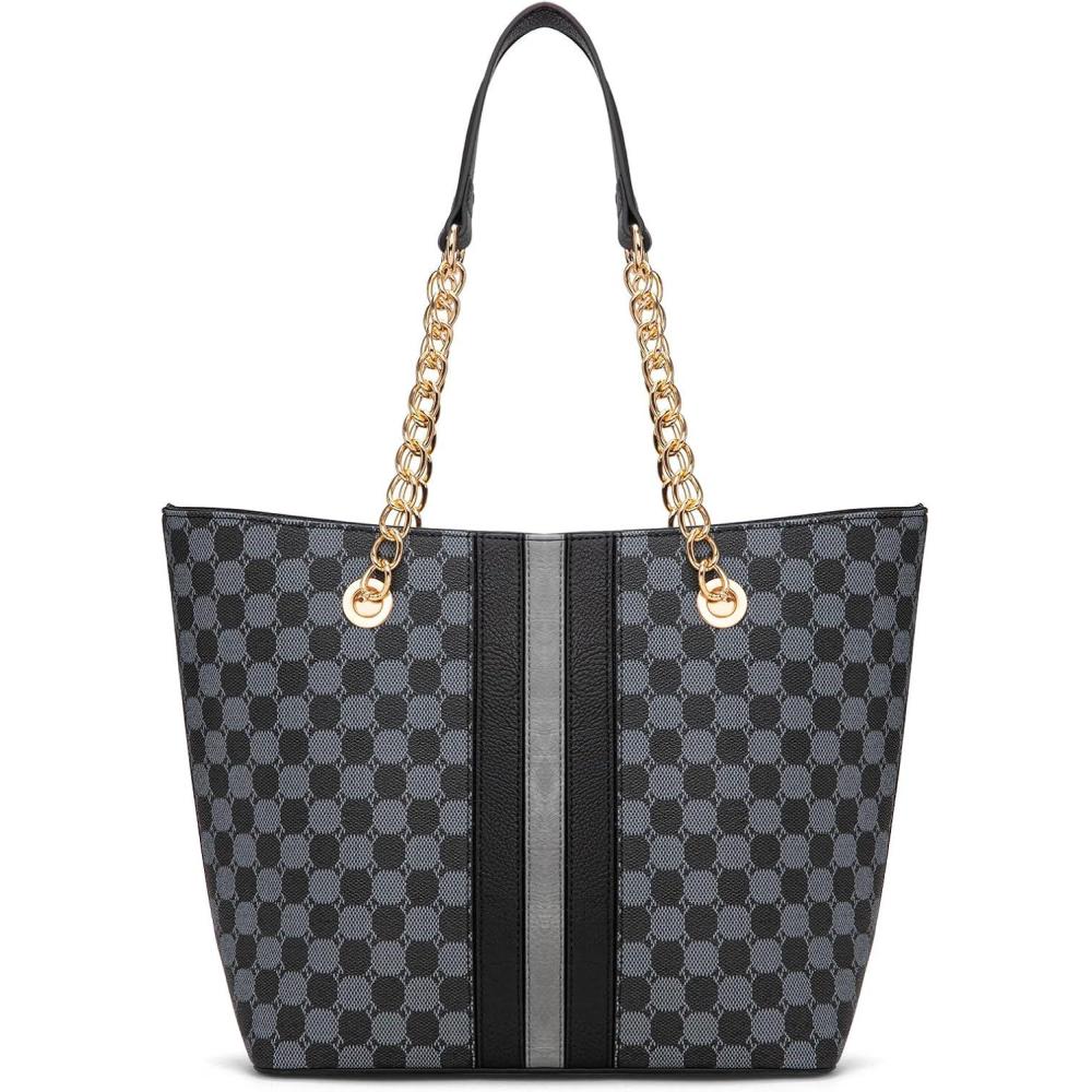 imageMontana West Tote Bag for Women Chain Tophandle HandbagsGreyBlack