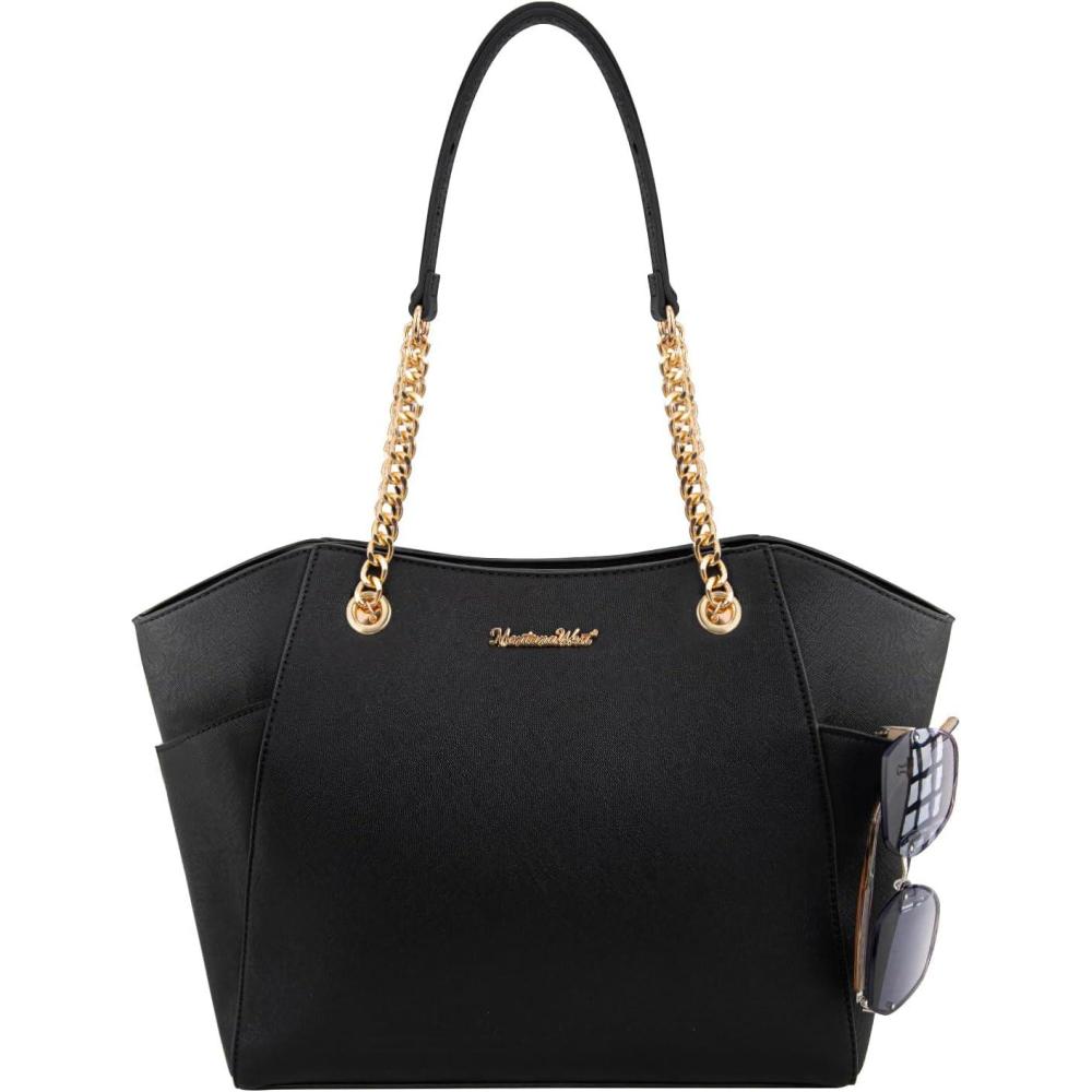 imageMontana West Tote Bag for Women Chain Tophandle HandbagsM Black