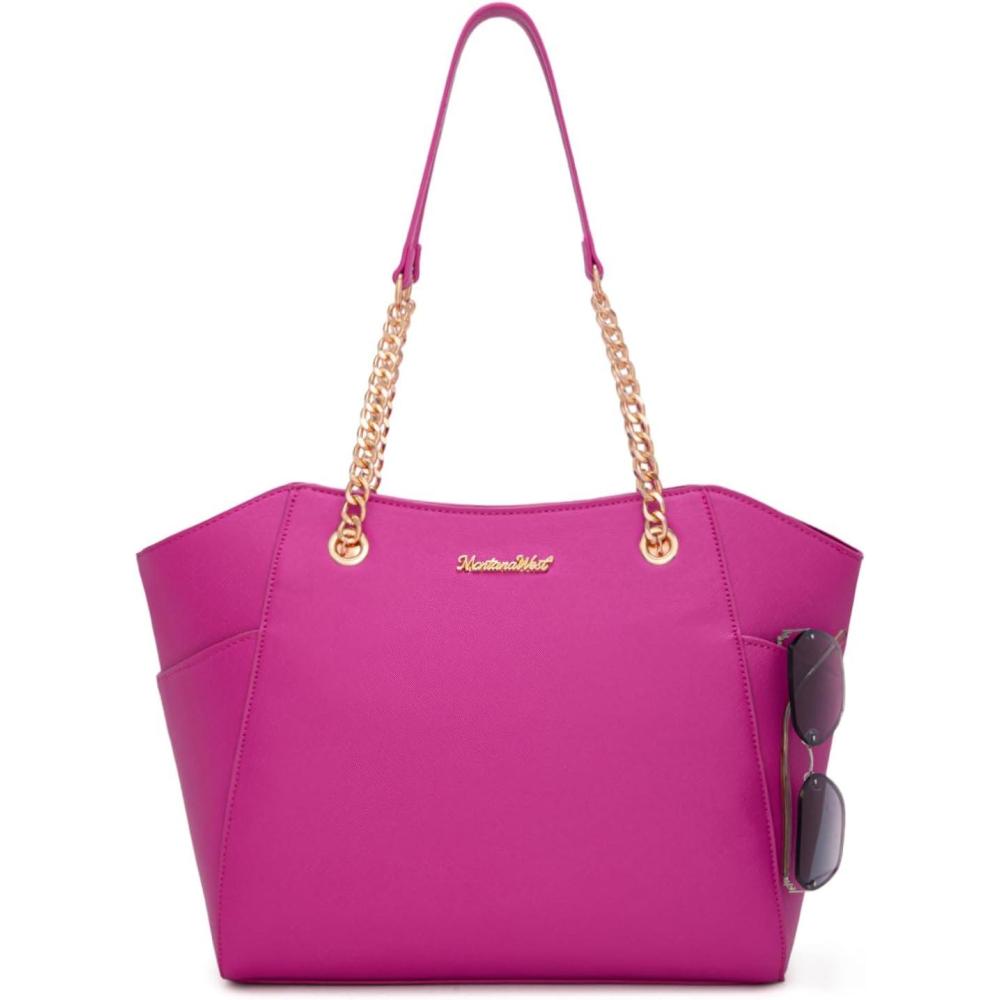 imageMontana West Tote Bag for Women Chain Tophandle HandbagsM Deep Rose Red