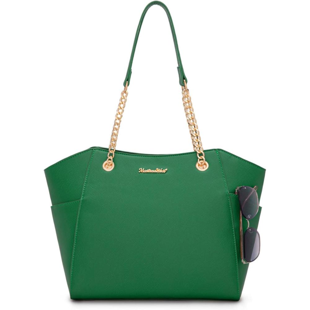 imageMontana West Tote Bag for Women Chain Tophandle HandbagsM Green