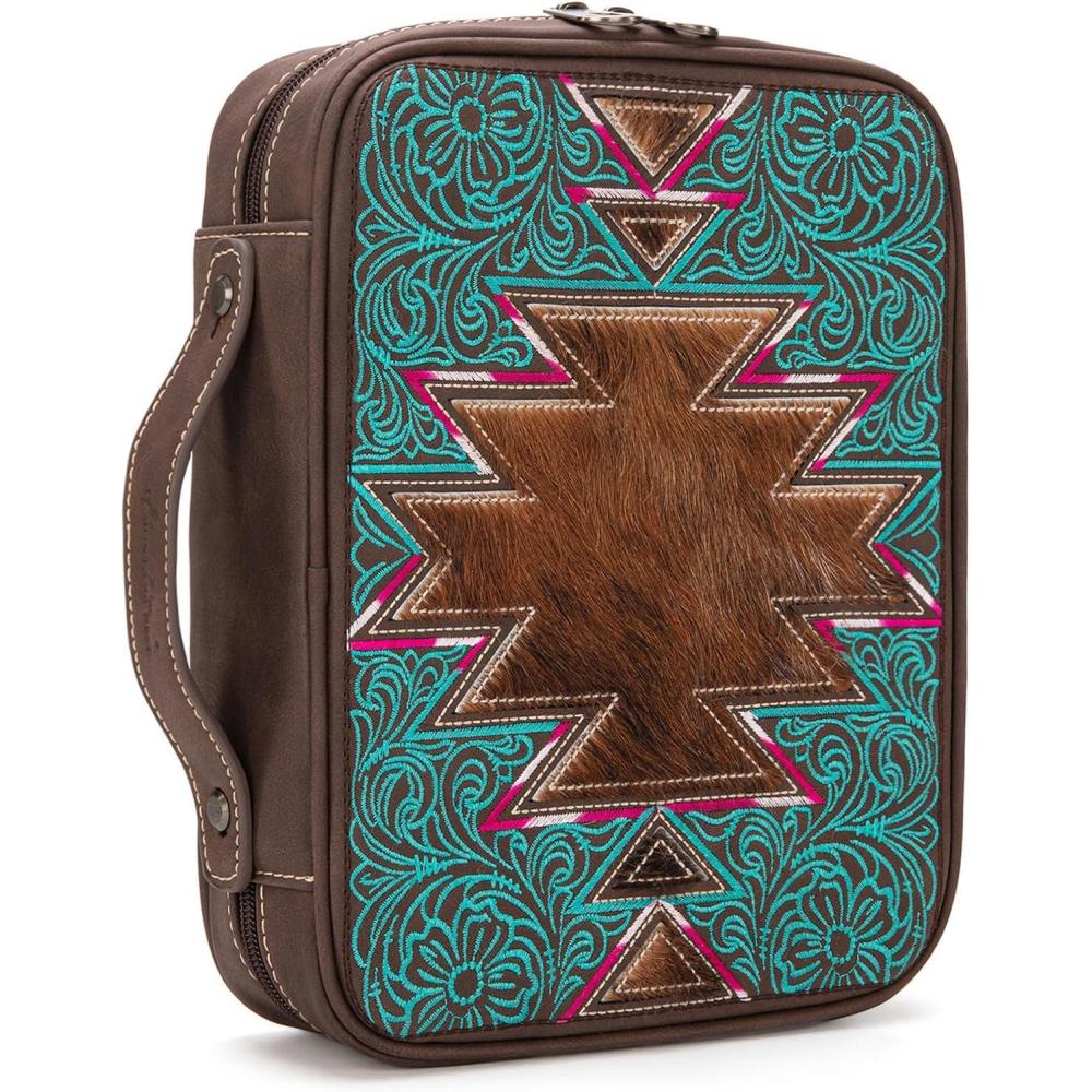 imageMontana West Western Style Embroidered Bible Covers for Women Men Book Carrying Case Church Bag Outdoor Bible Protective DC063BRCoffee Aztec