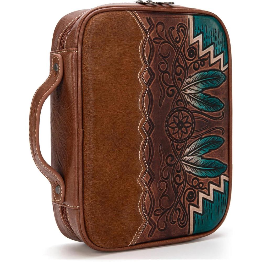 imageMontana West Western Style Embroidered Bible Covers for Women Men Book Carrying Case Church Bag Outdoor Bible Protective DC063BRTooling Turquoise