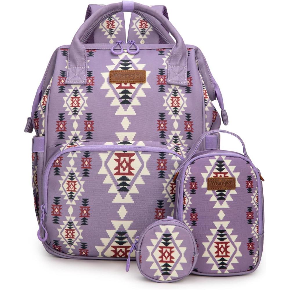 imageMontana West Wrangler Callie Diaper Bag Backpack with Pacifier Case Crossbody Bottle Bag and Stroller Straps Western Pattern Multifunction Baby Travel Bag Set WG22159110LV3pcslight Violet