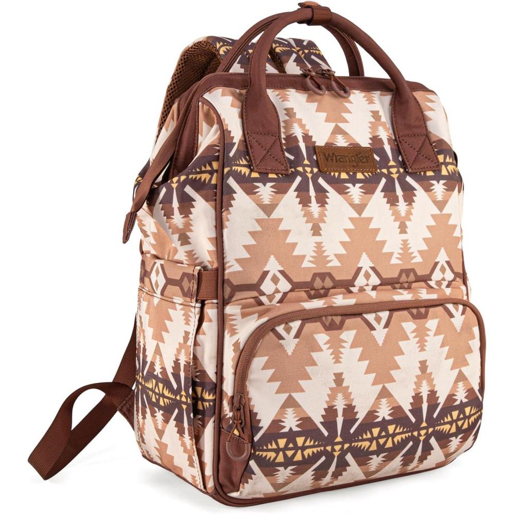 imageMontana West Wrangler Callie Diaper Bag Backpack with Stroller Straps Multifunction Baby Travel Bag WG22049110BKAztecbeige