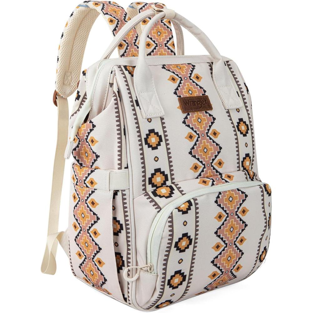 imageMontana West Wrangler Callie Diaper Bag Backpack with Stroller Straps Multifunction Baby Travel Bag WG22049110BKAztectan