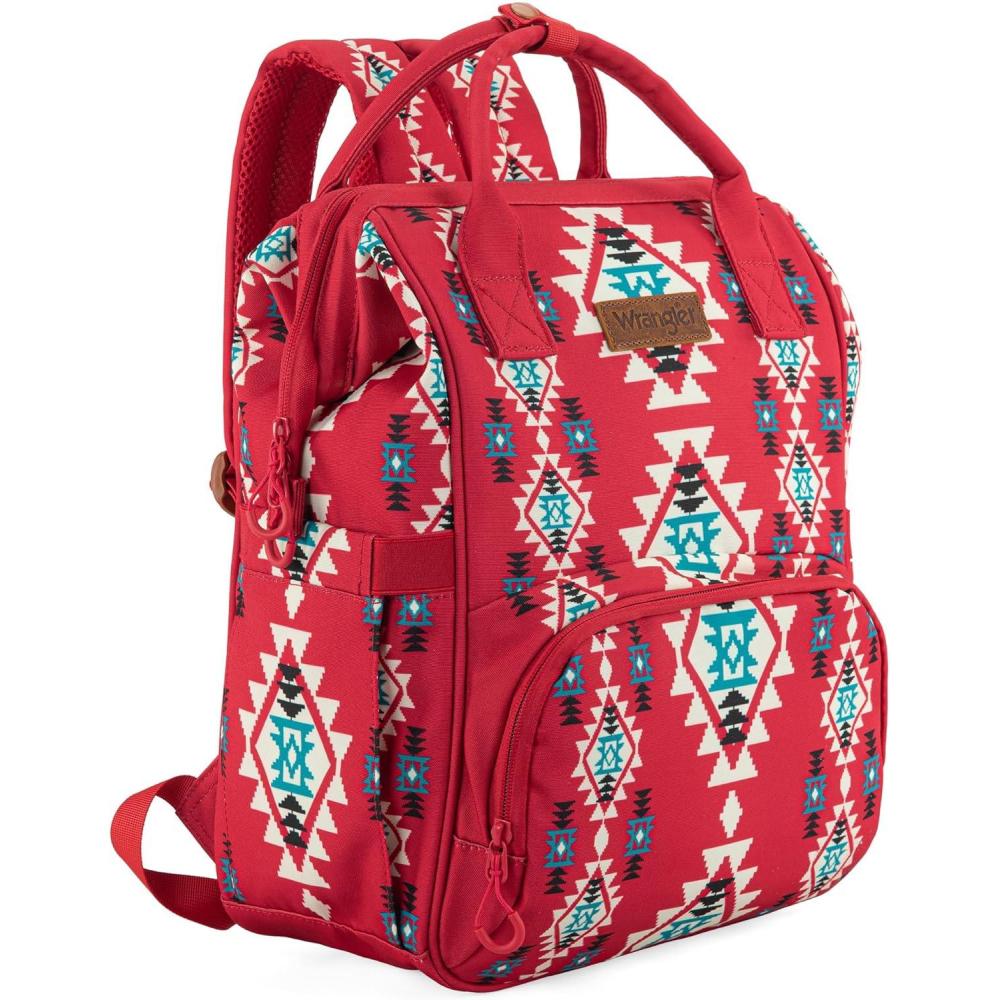 imageMontana West Wrangler Callie Diaper Bag Backpack with Stroller Straps Multifunction Baby Travel Bag WG22049110BKCherry