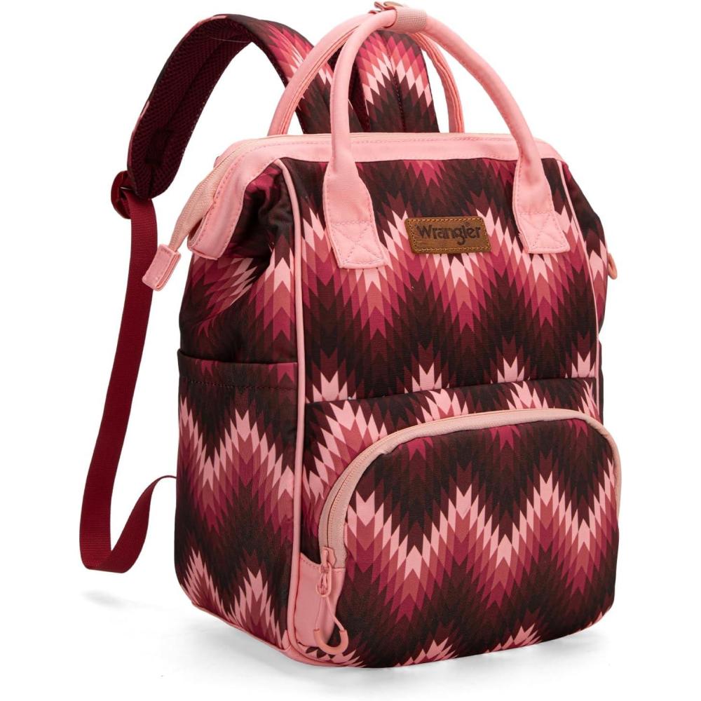 imageMontana West Wrangler Callie Diaper Bag Backpack with Stroller Straps Multifunction Baby Travel Bag WG22049110BKClassic Dark Pink