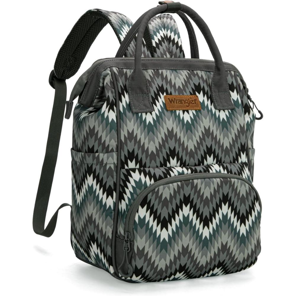 imageMontana West Wrangler Callie Diaper Bag Backpack with Stroller Straps Multifunction Baby Travel Bag WG22049110BKClassic Stripe Black