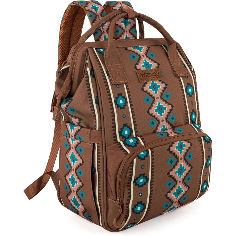 imageMontana West Wrangler Callie Diaper Bag Backpack with Stroller Straps Multifunction Baby Travel Bag WG22049110BKDark Brown
