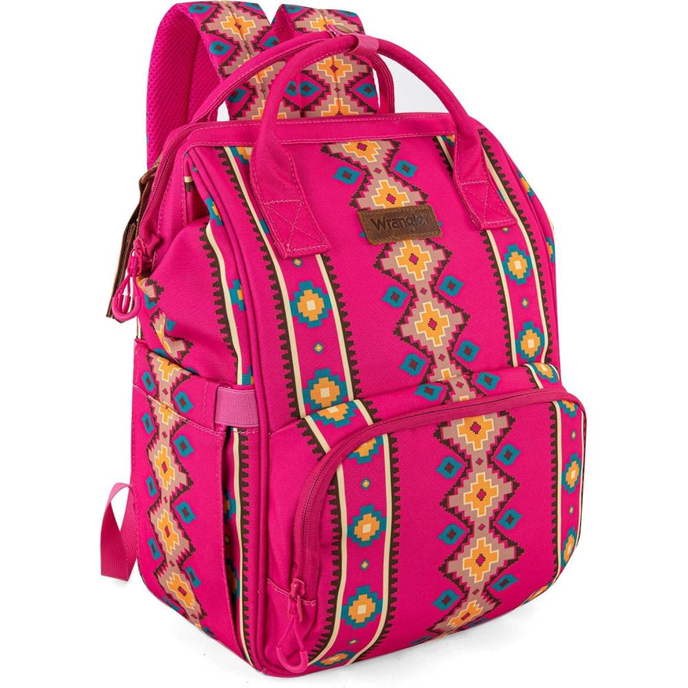 imageMontana West Wrangler Callie Diaper Bag Backpack with Stroller Straps Multifunction Baby Travel Bag WG22049110BKHot Pink
