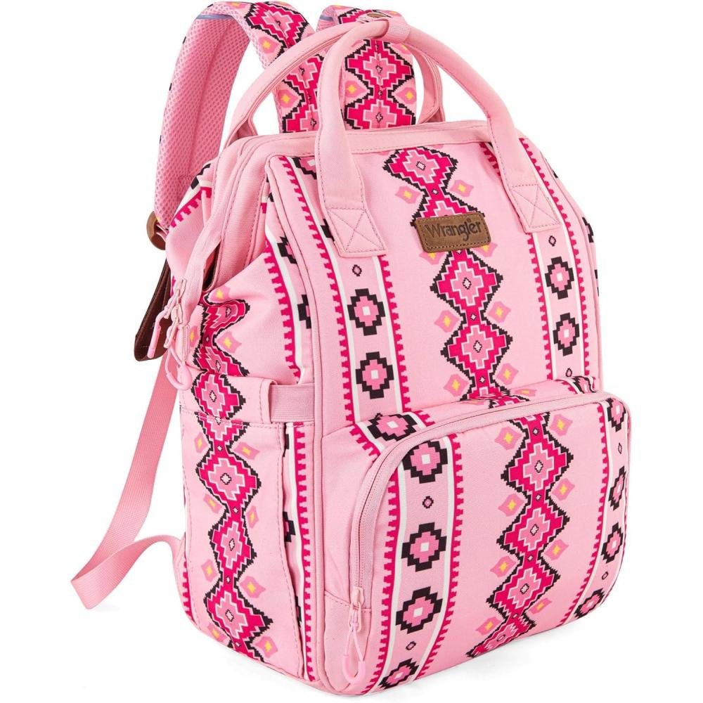 imageMontana West Wrangler Callie Diaper Bag Backpack with Stroller Straps Multifunction Baby Travel Bag WG22049110BKPink