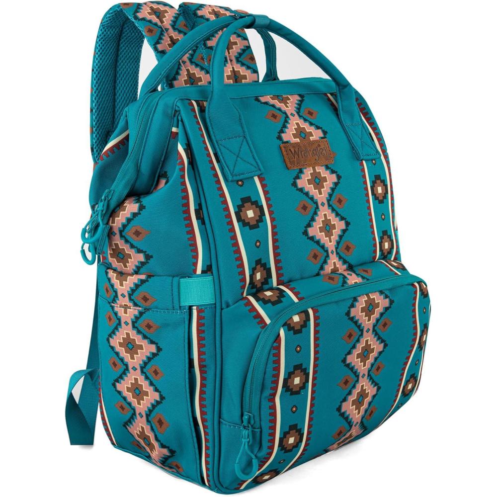 imageMontana West Wrangler Callie Diaper Bag Backpack with Stroller Straps Multifunction Baby Travel Bag WG22049110BKTurquoise