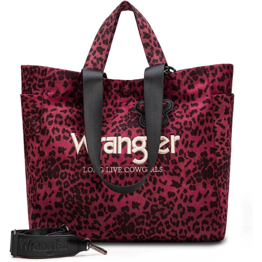 imageMontana West Wrangler Large Tote Bag for Women Designer Leopard Print Purse for Travel Work GymRed