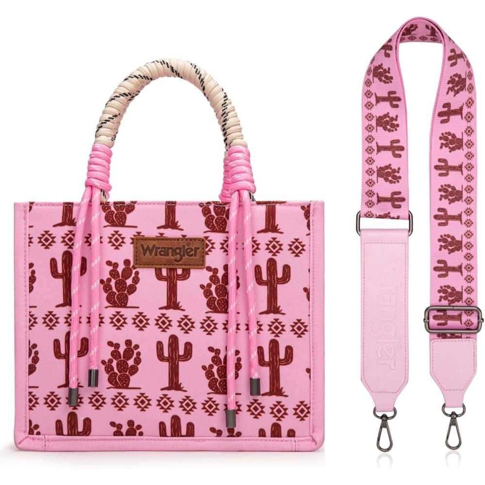 imageMontana West Wrangler Tote Bag Western Satchel Bags for Women with Braided Rope HandlesWide Strapcactus Hotpink