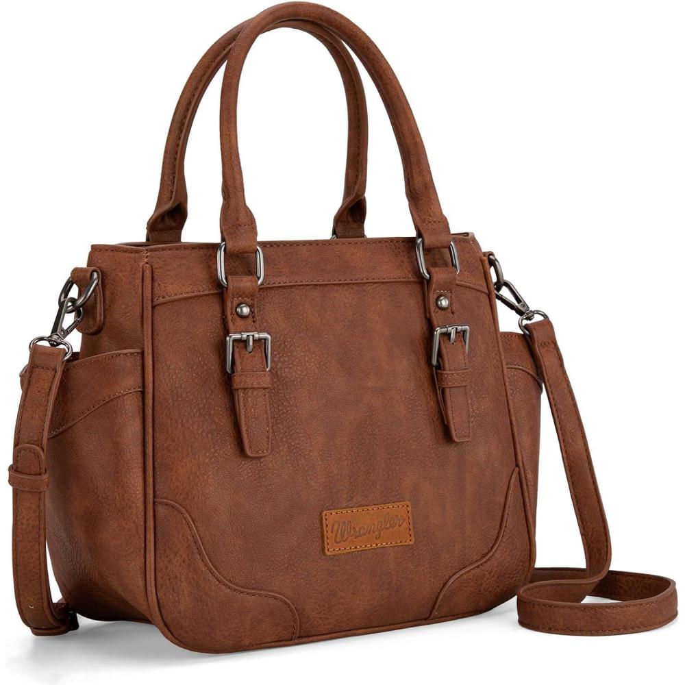 imageMontana West Wrangler Tote Bags for Women Medium Crossbody Purses Designer Top Handle HandbagsBrown