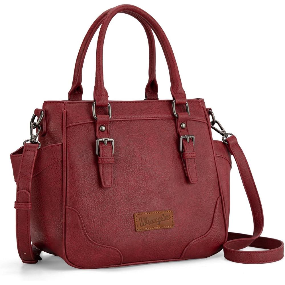 imageMontana West Wrangler Tote Bags for Women Medium Crossbody Purses Designer Top Handle HandbagsBurgundy