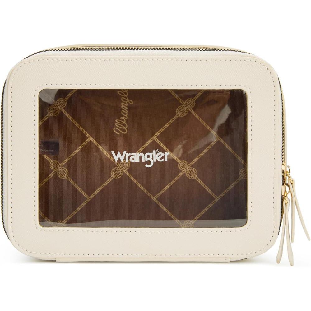 imageMontana West X Wrangler Clear Makeup Bag Travel Cosmetic Bag Portable Make Up Toiletry Organizer for Women BlackLarge Beige