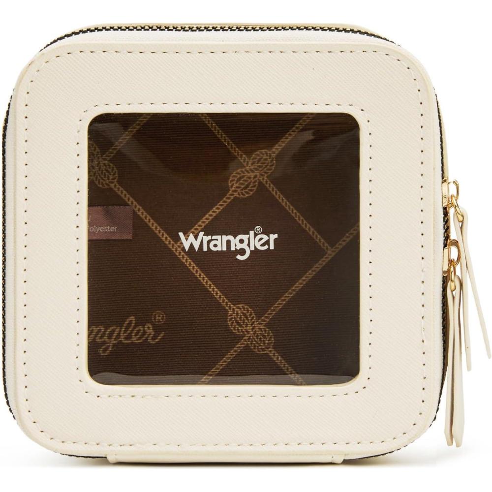 imageMontana West X Wrangler Clear Makeup Bag Travel Cosmetic Bag Portable Make Up Toiletry Organizer for Women BlackSmall Beige
