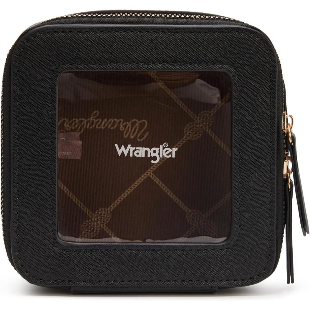 imageMontana West X Wrangler Clear Makeup Bag Travel Cosmetic Bag Portable Make Up Toiletry Organizer for Women BlackSmall Black