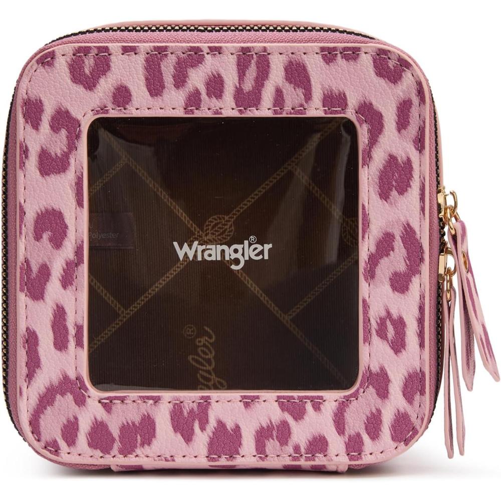 imageMontana West X Wrangler Clear Makeup Bag Travel Cosmetic Bag Portable Make Up Toiletry Organizer for Women BlackSmall LeopardPink