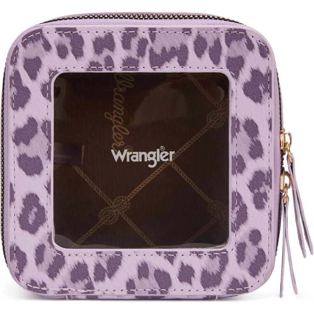 imageMontana West X Wrangler Clear Makeup Bag Travel Cosmetic Bag Portable Make Up Toiletry Organizer for Women BlackSmall LeopardPurple