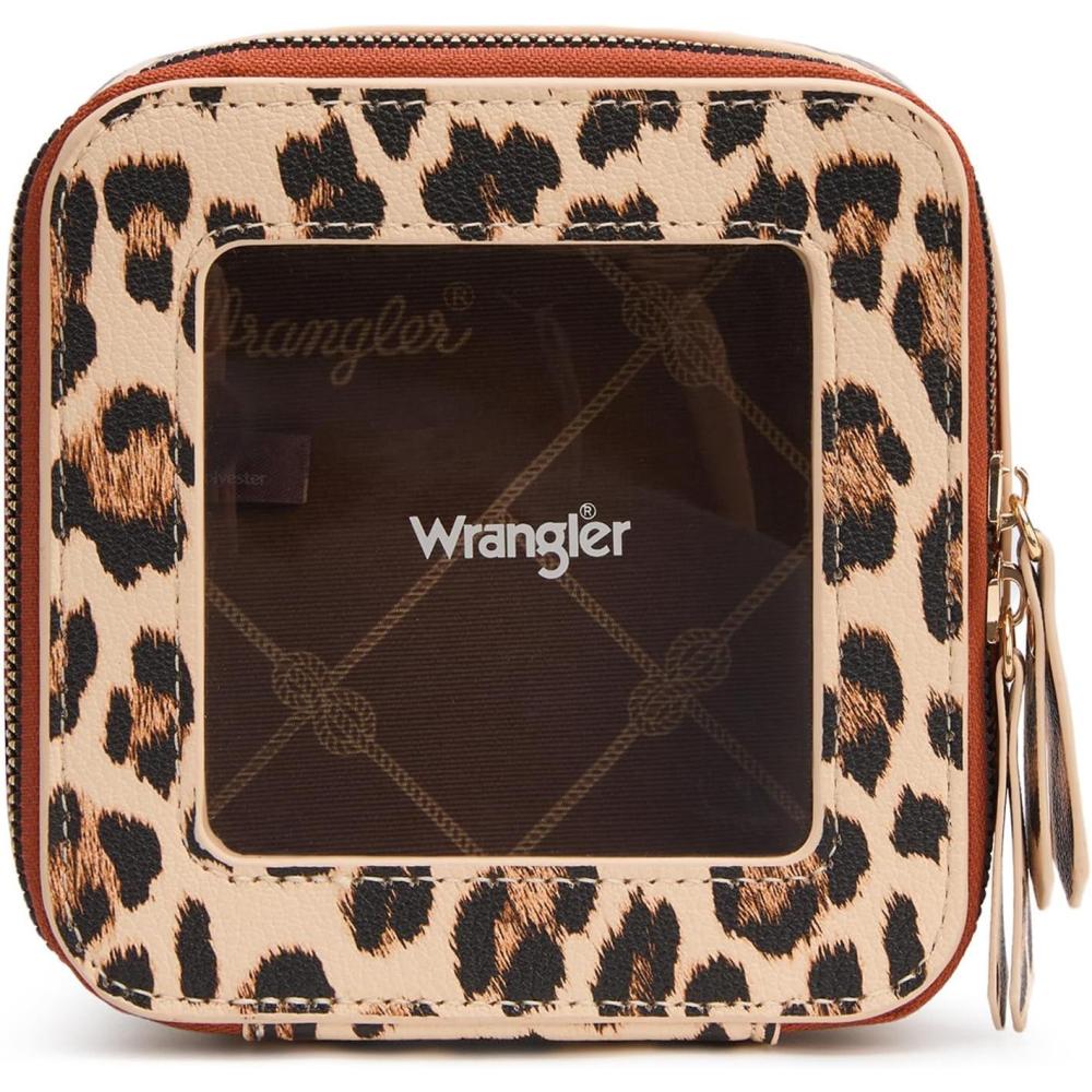 imageMontana West X Wrangler Clear Makeup Bag Travel Cosmetic Bag Portable Make Up Toiletry Organizer for Women BlackSmall LeopardTan