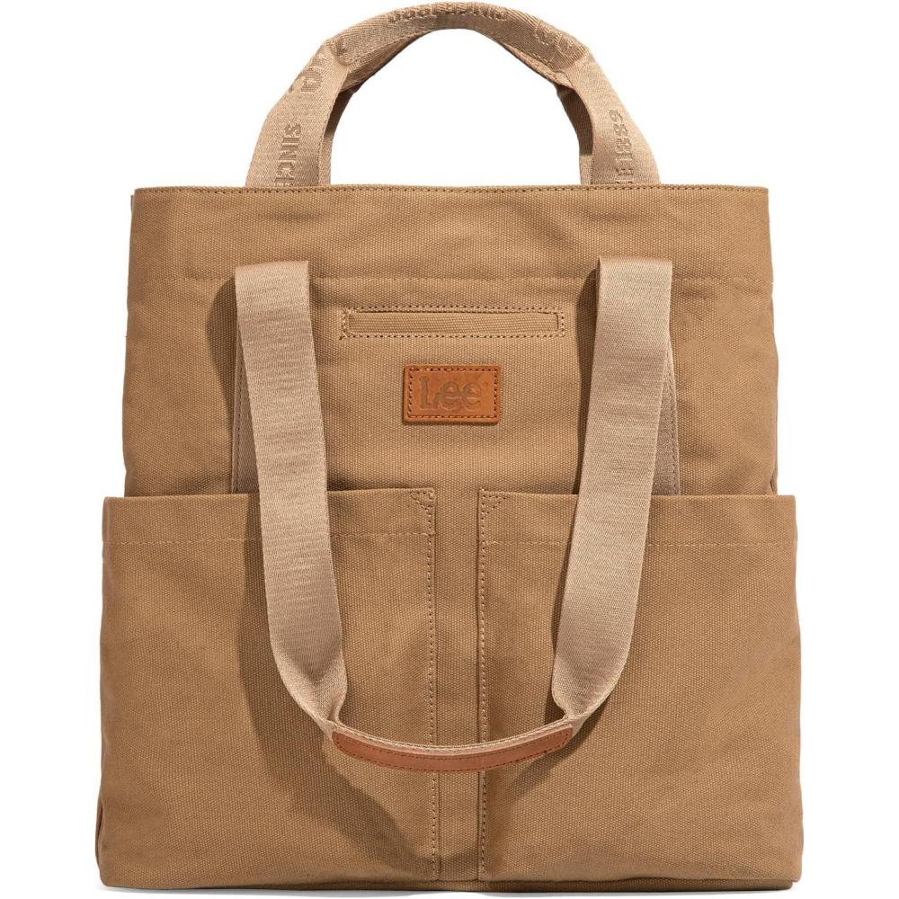 imageMontana West x Lee Canvas Tote Bag for Women with 2 Front Pockets TopHandle Handbag ampamp Shoulder BagLee Canvaskhaki