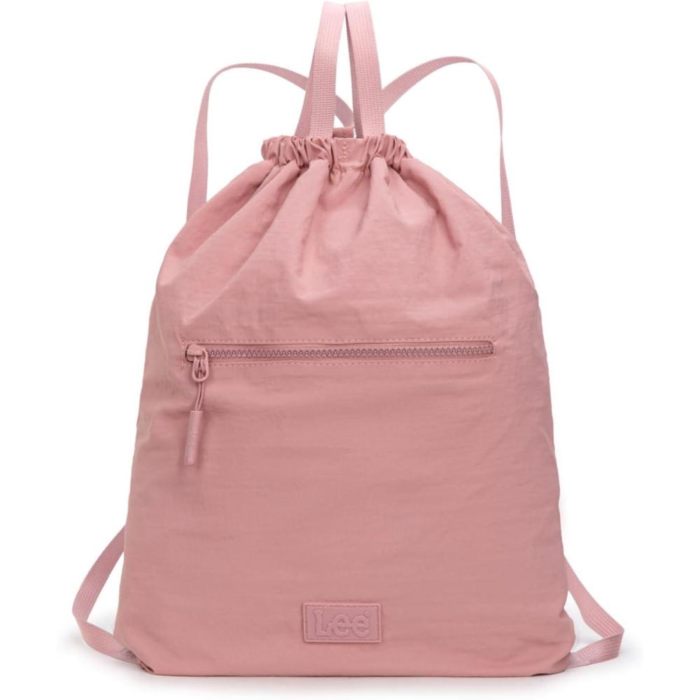imageMontana West x Lee Drawstring Backpack Bag Lightweight Small Gym Swim Beach Bag Water Resistant Sports Sackpack for Men WomenPink