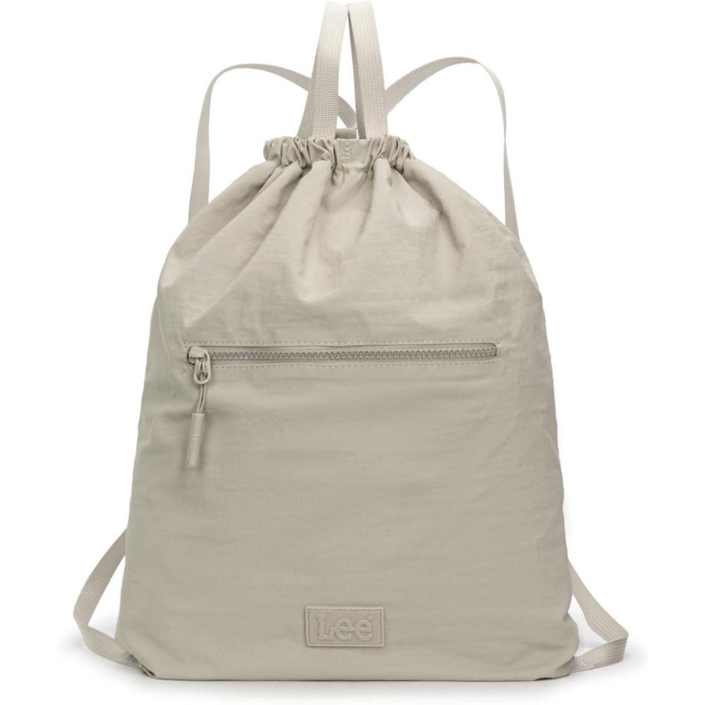 imageMontana West x Lee Drawstring Backpack Bag Lightweight Small Gym Swim Beach Bag Water Resistant Sports Sackpack for Men WomenTan