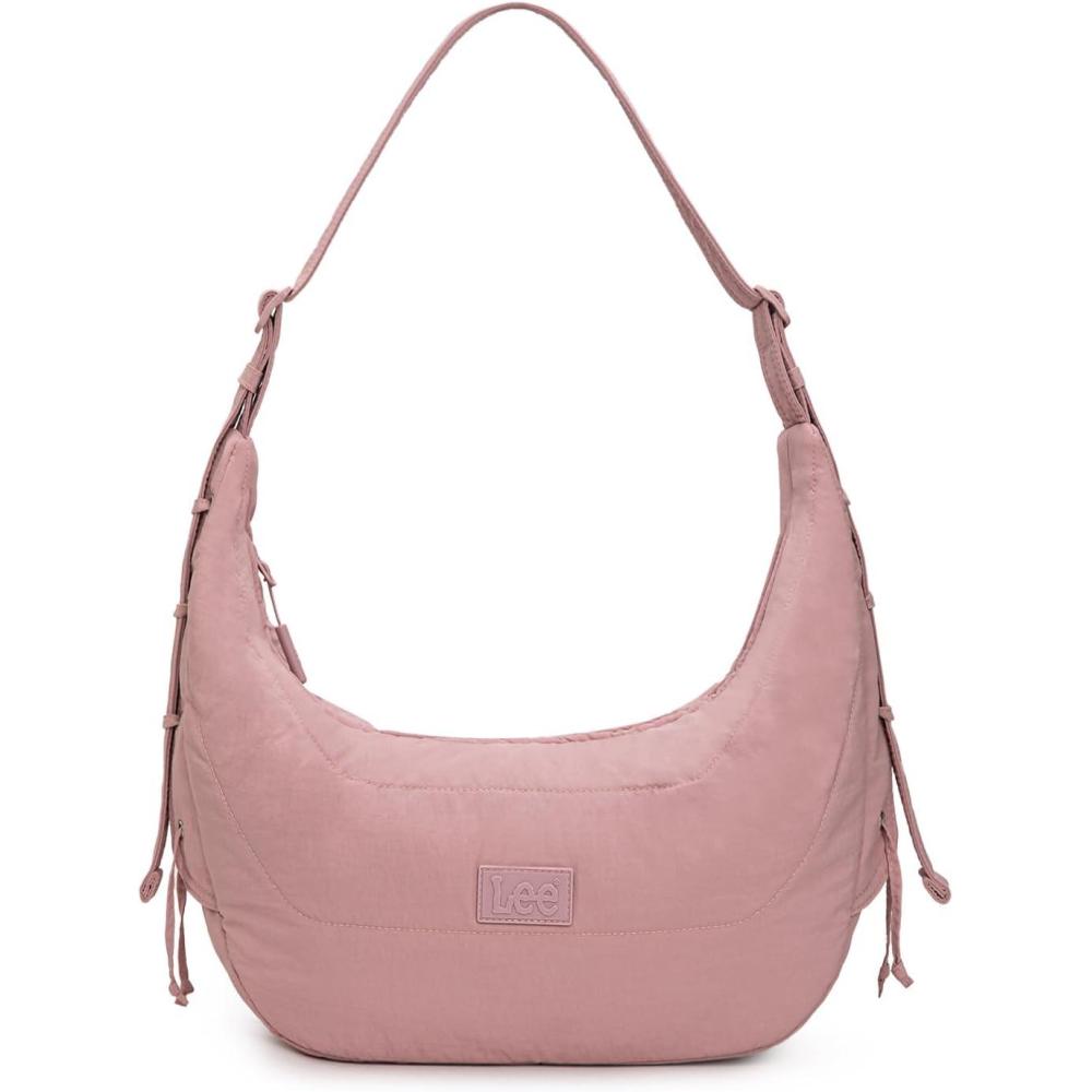 imageMontana West x Lee Puffer Shoulder Bag for Women Large Quilted Crossbody Lightweight Hobo Purses with Adjustable StrapDeep Pink
