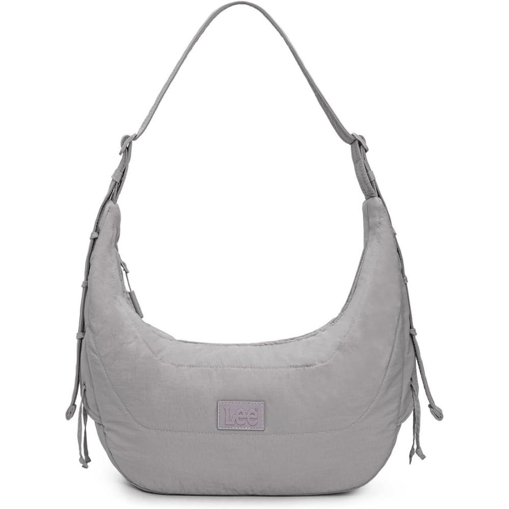 imageMontana West x Lee Puffer Shoulder Bag for Women Large Quilted Crossbody Lightweight Hobo Purses with Adjustable StrapGray