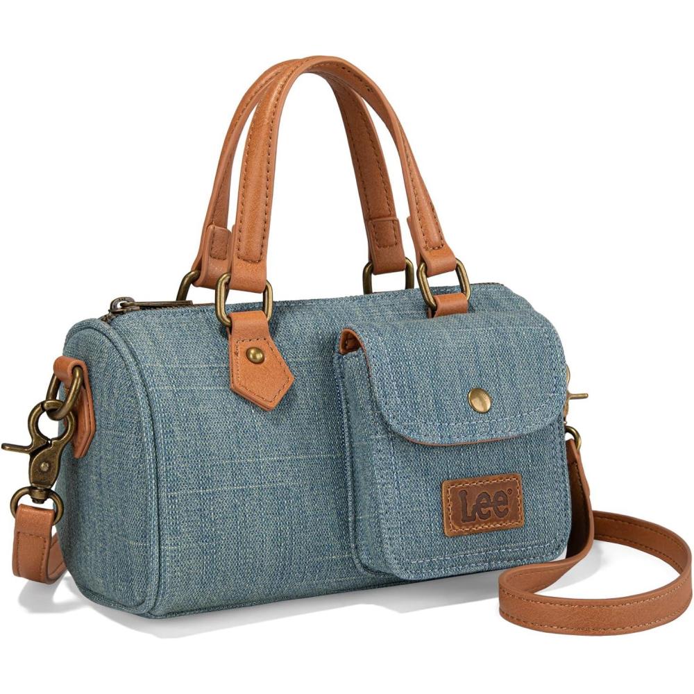 imageMontana West x Lee Top Handle Satchel Bags for Women Denim Designer Purses and Handbags Fashion Crossbody BagLeejean Blue
