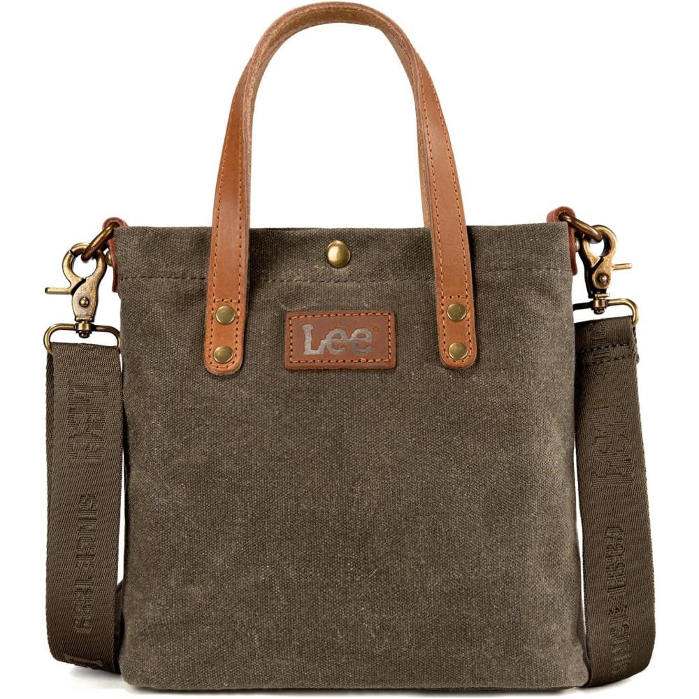 imageMontana West x Lee Tote Bag for Women Waxed Canvas Top Handle Handbags with Leather Handle and StrapMinideep Green