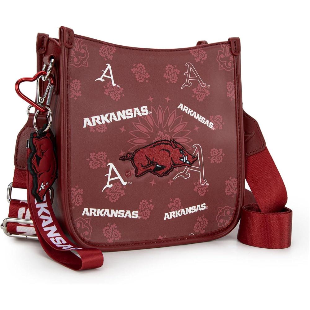 imageNCAA Officially Licensed Crossbody Bag for Women Game Day Purse Adjustable Strap ampamp Charm Shoulder Handbags with ZipperAfuburgundy