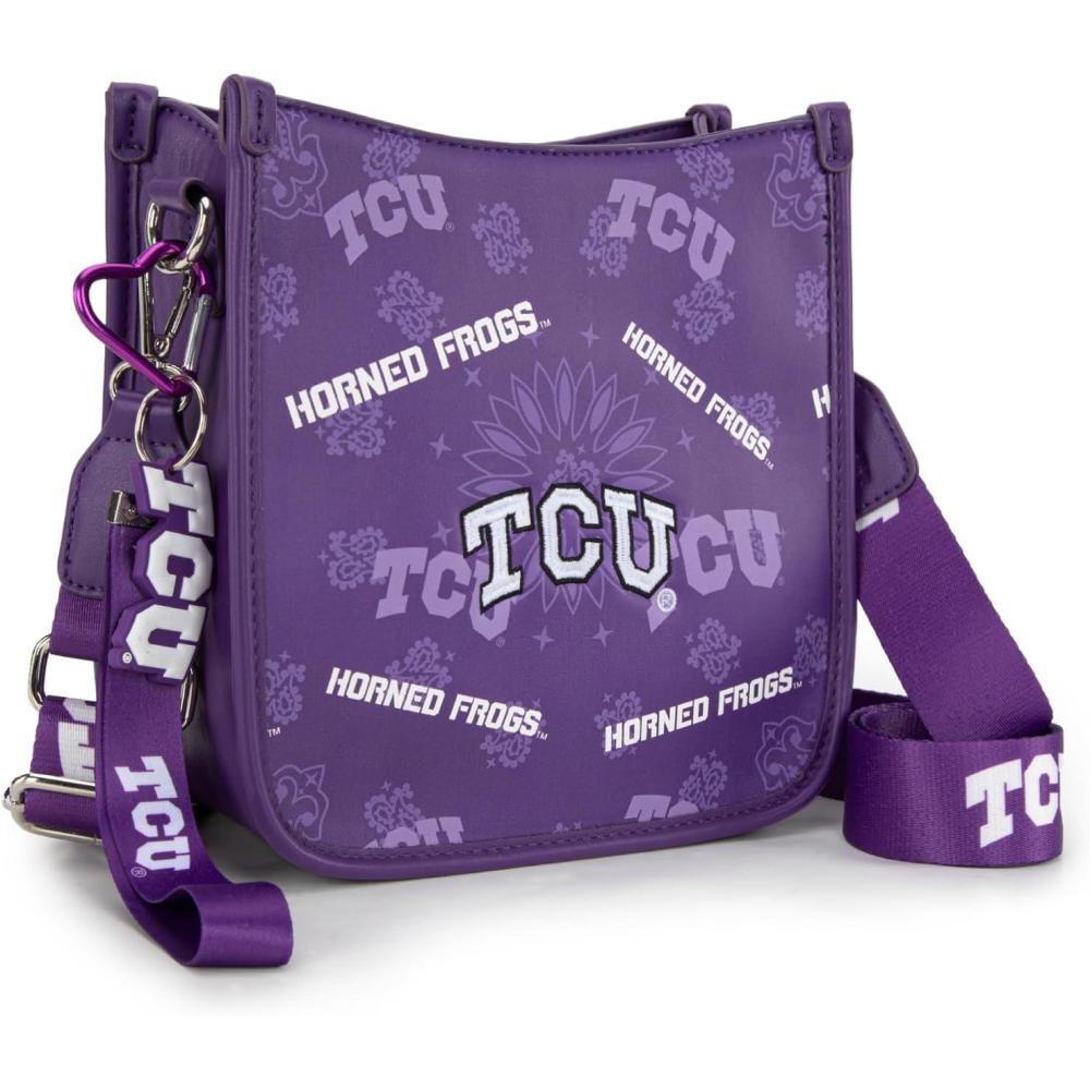imageNCAA Officially Licensed Crossbody Bag for Women Game Day Purse Adjustable Strap ampamp Charm Shoulder Handbags with ZipperTcupurple