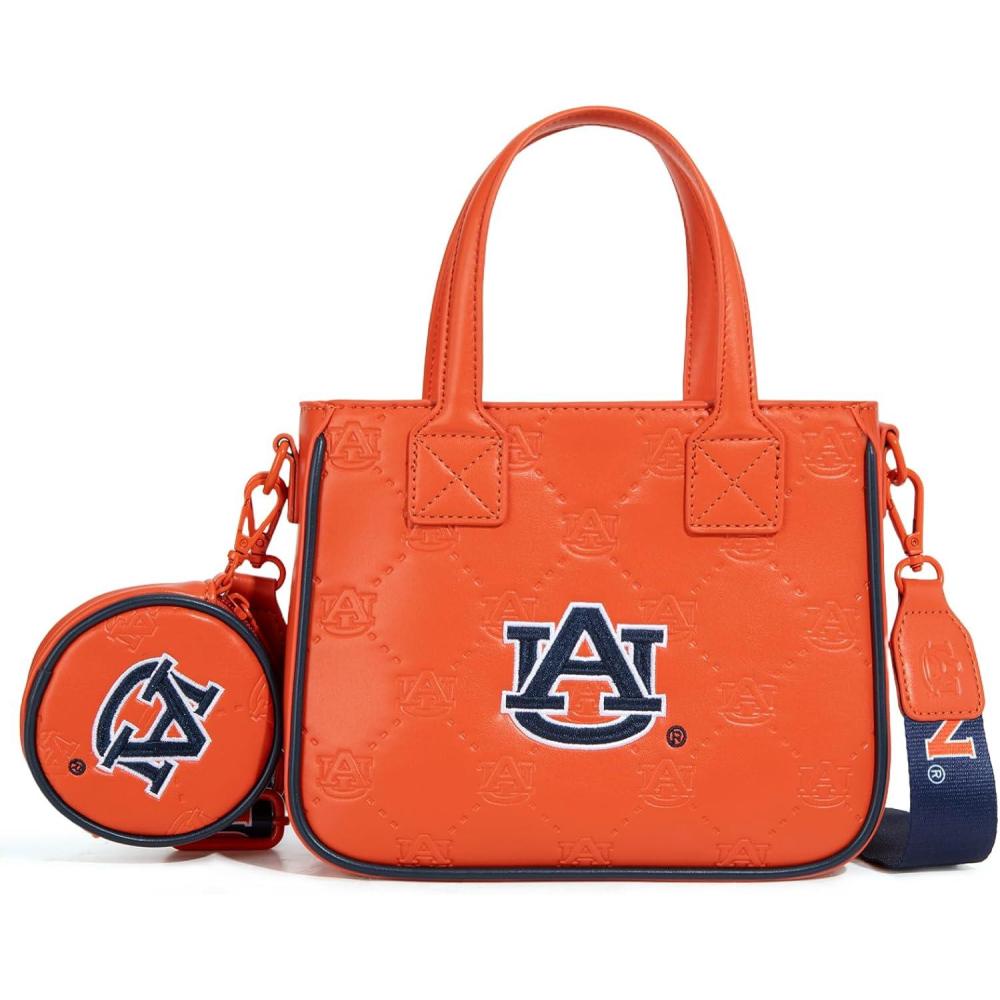 imageNCAA Team Officially Licensed Womens Mini Tote Bag with Removable Coin Purse  NCAA Collegiate Gameday Crossbody BagAuorange
