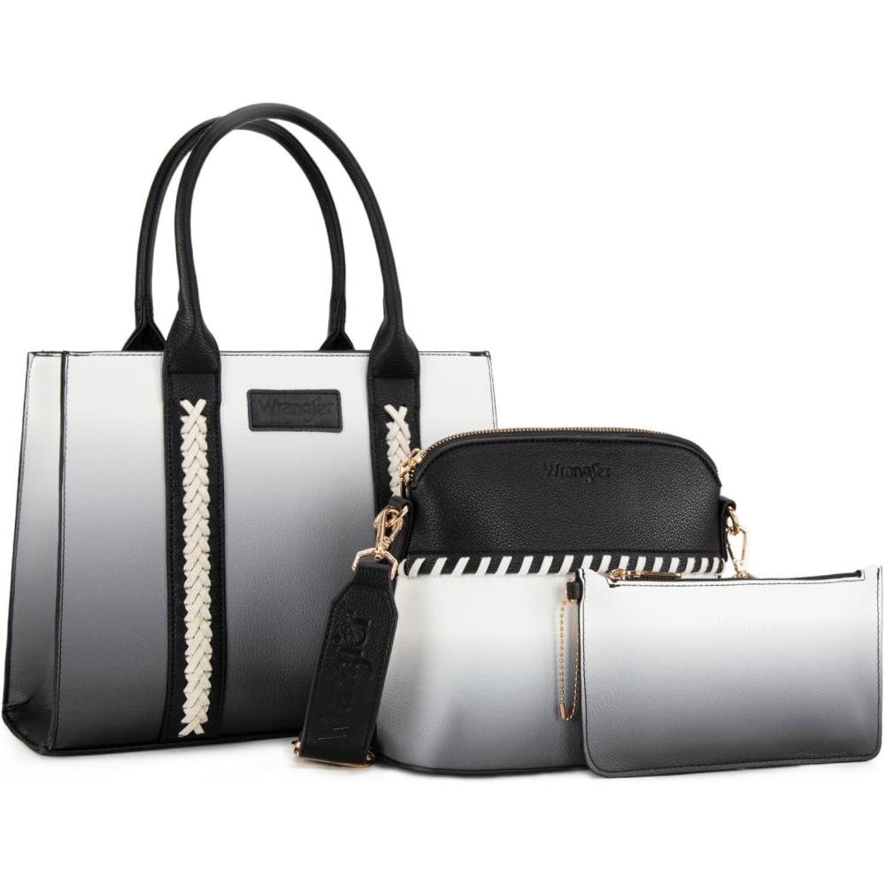 imageWrangler 3Pcs Purses for Women Tote Bag Crossbody Handbag Sets with StrapGradient Beige