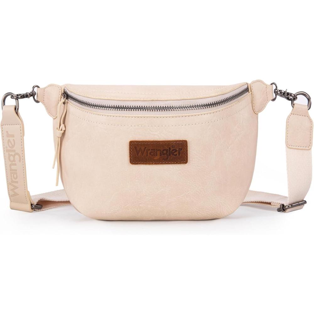 imageWrangler Crossbody Bags for Women Large Fanny Packs Bum Bag Travel Belt Bags Sling Purse BrownABeige